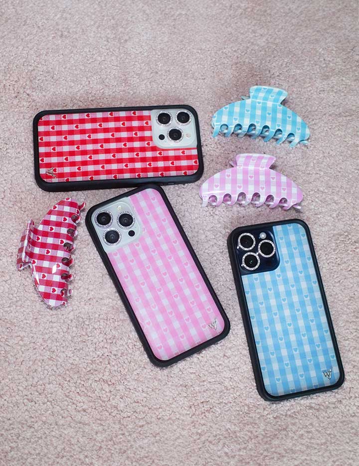 Pink Gingham Hearts iPhone Case from Wildflower Cases