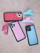 Pink Gingham Hearts iPhone Case from Wildflower Cases