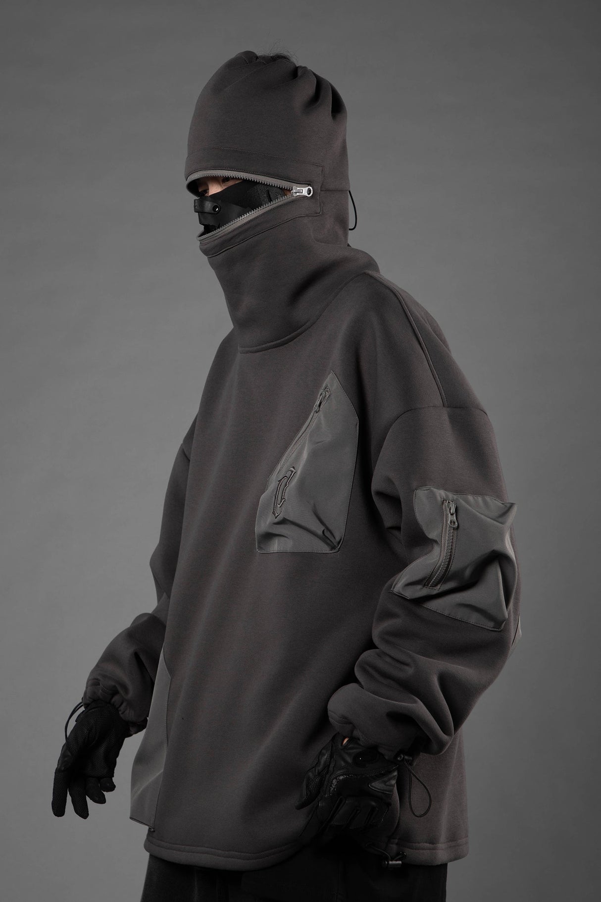 H33 Grey Utility Transformer Hoodie From Niepce Inc