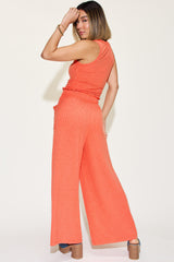 Basic Bae Full Size Ribbed Tank and Wide Leg Pants Set from Enfance-Heureuse