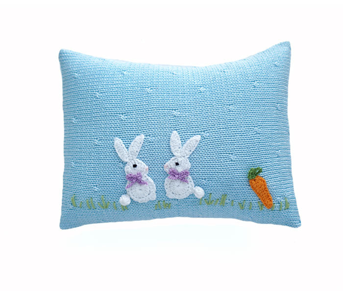 Baby Bunny Mini Pillow, Blue from Melange Collection