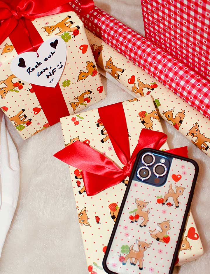 Oh Deer and Red Gingham Hearts Gift Wrap - 2 pack from Wildflower Cases