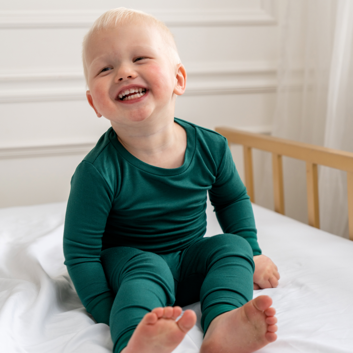 Toddler/Kids Bamboo Pajamas - Forest Green From Dreamland Baby
