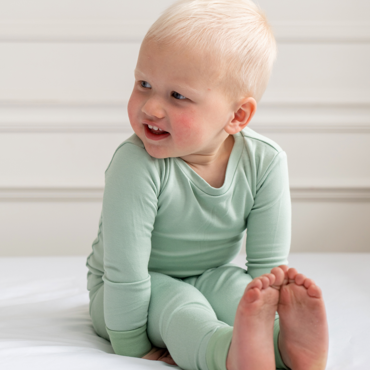Toddler/Kids Bamboo Pajamas - Sage Green From Dreamland Baby