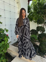 Black Horseshoe Beauty Pleated Dress From Drama NYC Plus