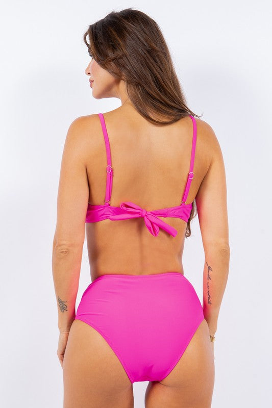 2 Piece Rouched Top and Bottom High Waist Bikini from My Pampered Life Seattle