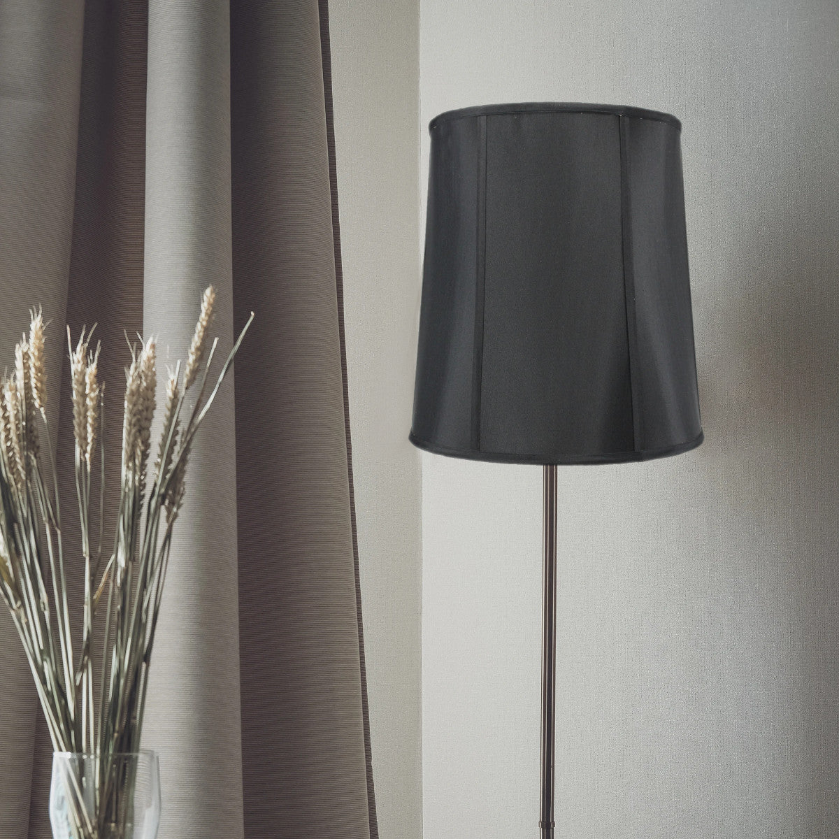 Black Fabric 14"W x 15"H Drum lamp Shade with Gold Liner from LampsUSA