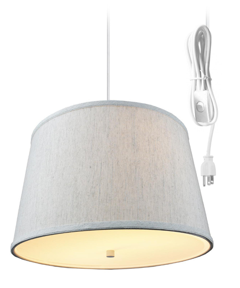 Light Swag Plug-In Pendant 10"W 2  Light Textured Oatmeal with Diffuser White Cord From LampsUSA