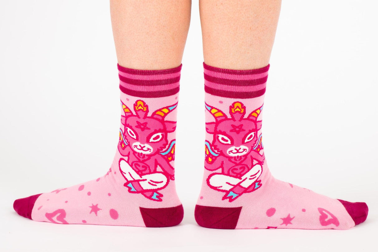Cute Baphomet Goat Crew Socks from FootClothes