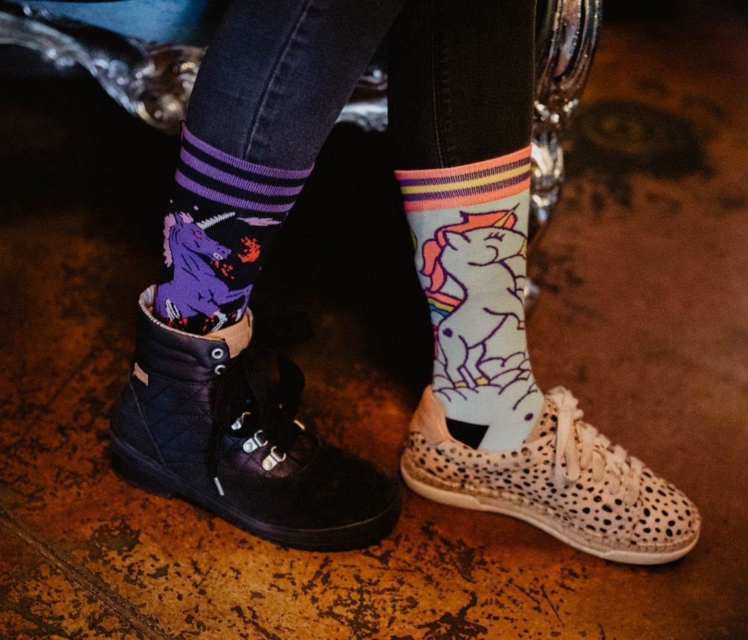 Cute vs Evil Unicorns Crew Sock Pack | 2 Designs from FootClothes