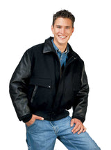Leather Varsity Bomber Wool Leather Jacket Made in USA From Reed Leather