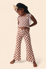 COPPER CHECKERS DREAM SMOCKED FLARE SET from DREAM BIG LITTLE CO