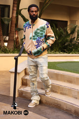 M4470 Beruni Varsity Jacket - Khaki From Makobi Jeans USA