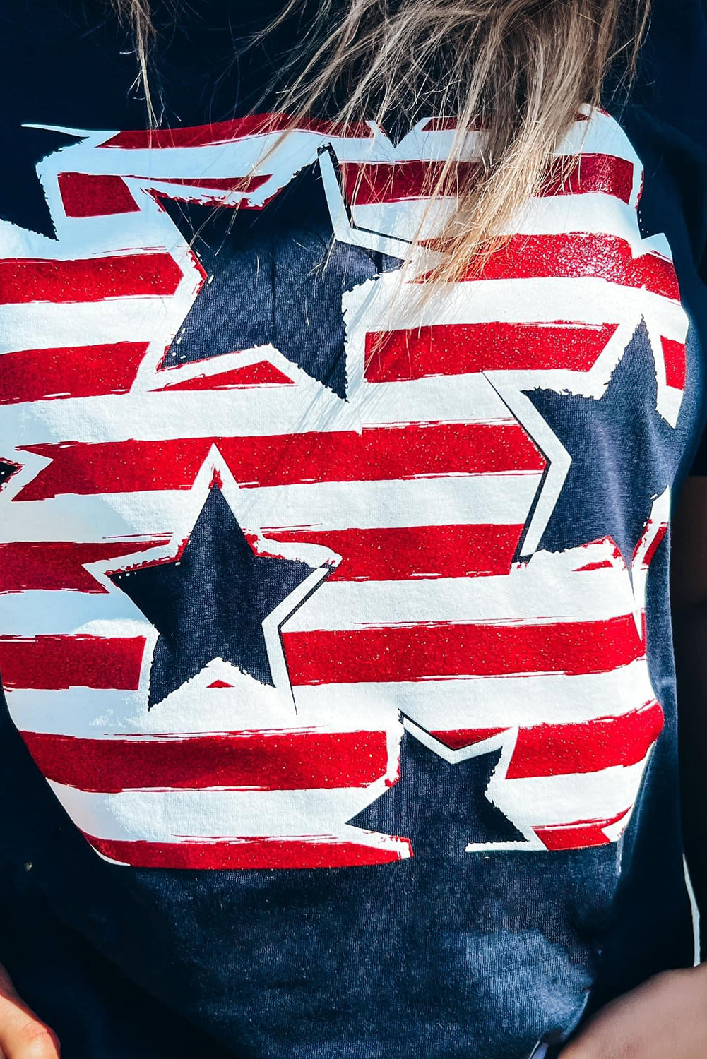 Black Independence Star Stripes Flag T-Shirts from MsDressly