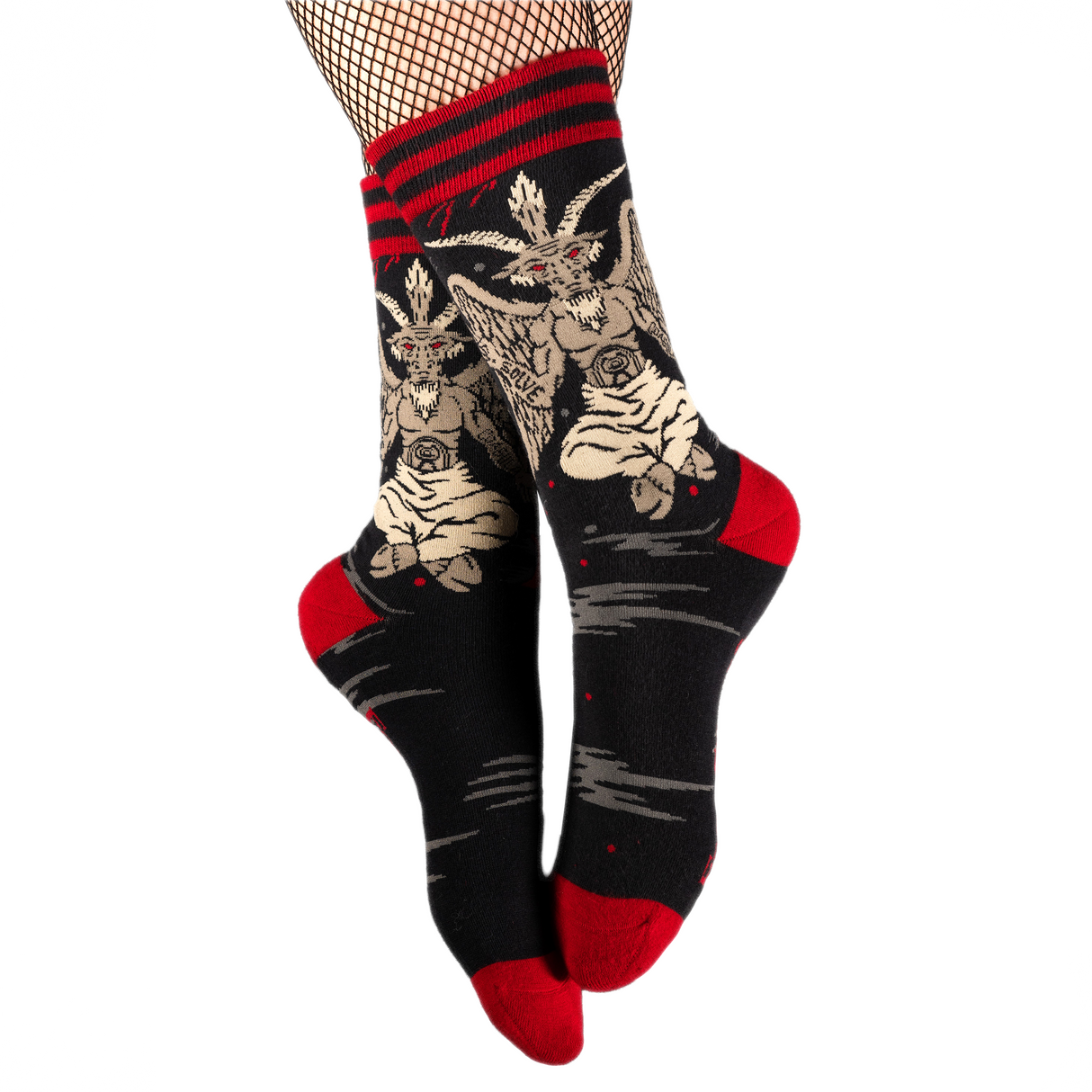 Evil AF Baphomet Crew Socks from FootClothes