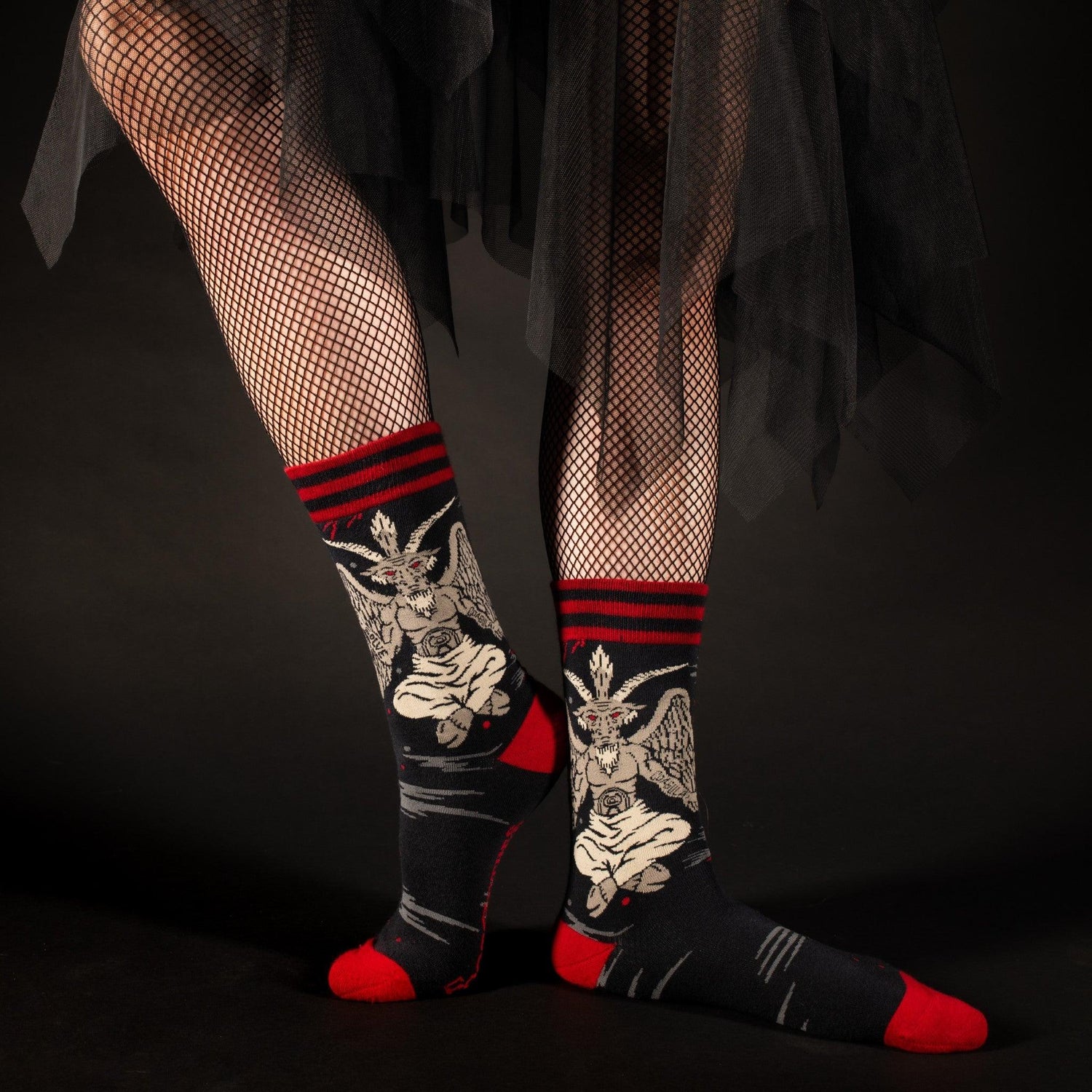 Evil AF Baphomet Crew Socks from FootClothes