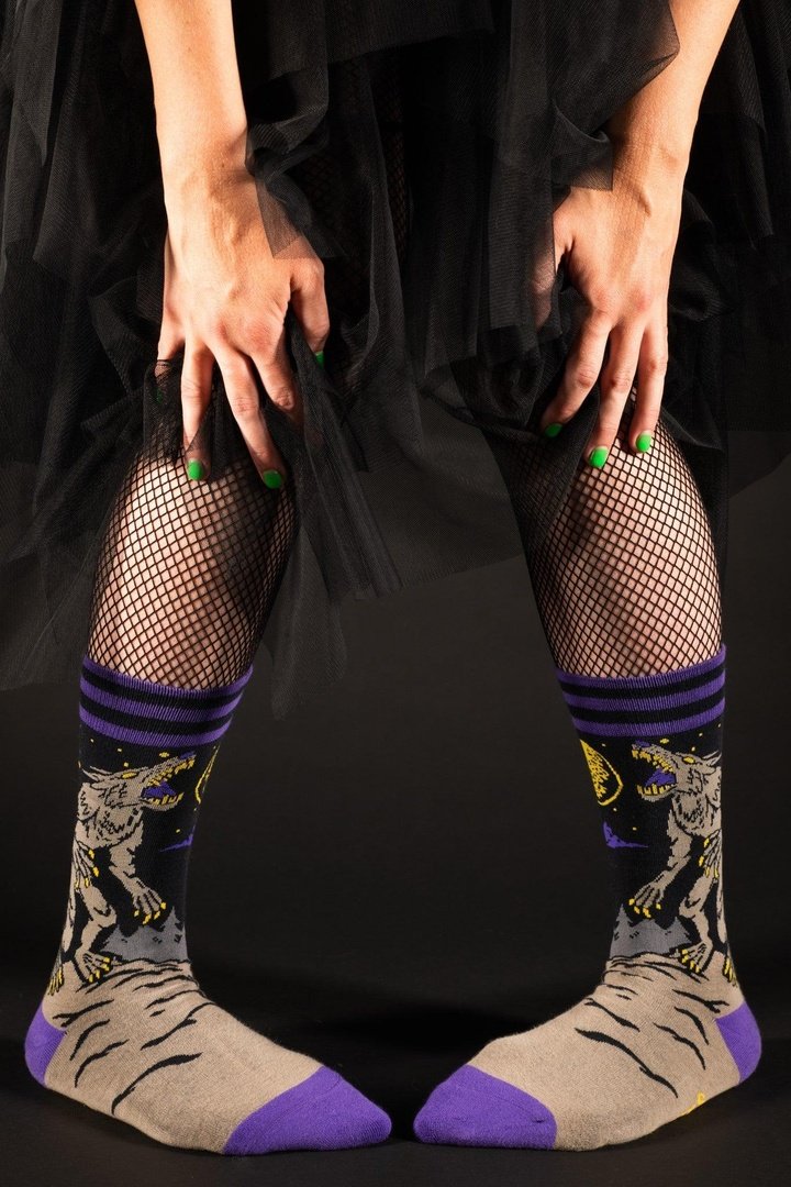 Evil AF Werewolf Crew Socks from FootClothes