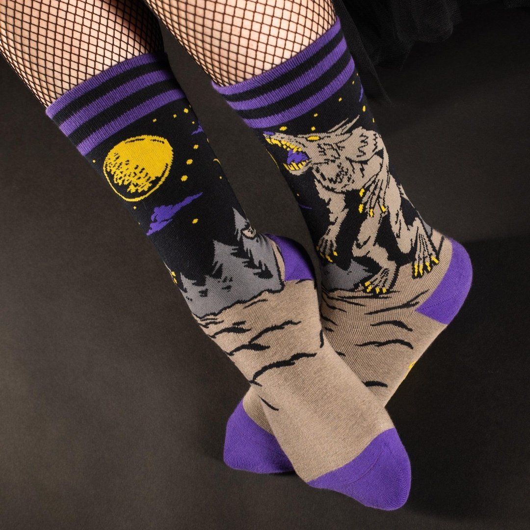 Evil AF Werewolf Crew Socks from FootClothes