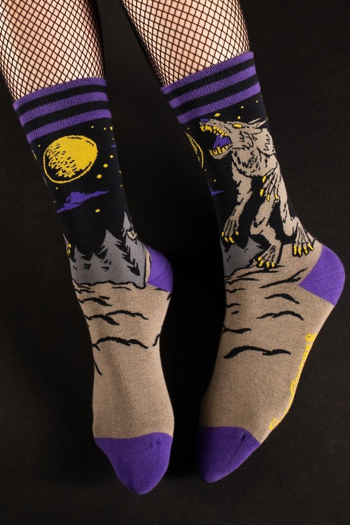 Evil AF Werewolf Crew Socks from FootClothes