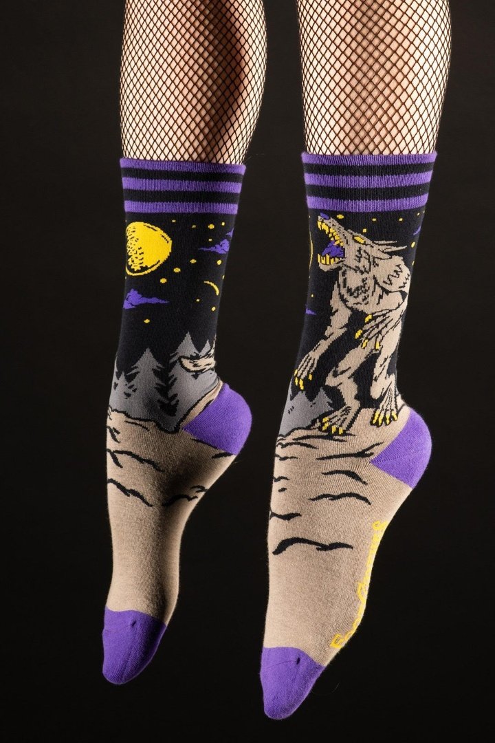 Evil AF Werewolf Crew Socks from FootClothes
