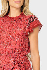 Harvest Moon Flutter Sleeve Border Print Midi Dress from Gibsonlook