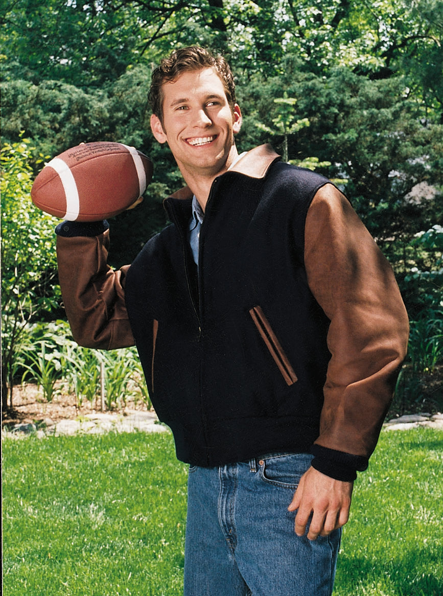 Big and Tall Men's Executive Leather Varsity Jacket Union Made in USA From Reed Leather