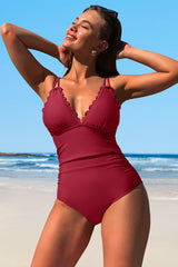 Scalloped V Neck Cut Out Monokini Swimwear from My Pampered Life Seattle