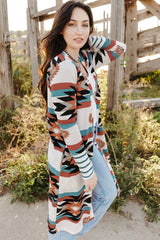 Chic Printed Lapel Woolen Coat with Unique Stitching from MsDressly
