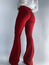 Fiona High Waisted Bell Bottom Flare Jeans -  Burgundy from Willow Boutique
