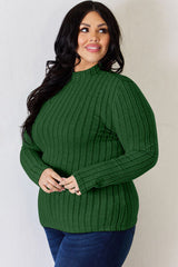 Basic Bae Full Size Ribbed Mock Neck Long Sleeve T-Shirt from Enfance-Heureuse