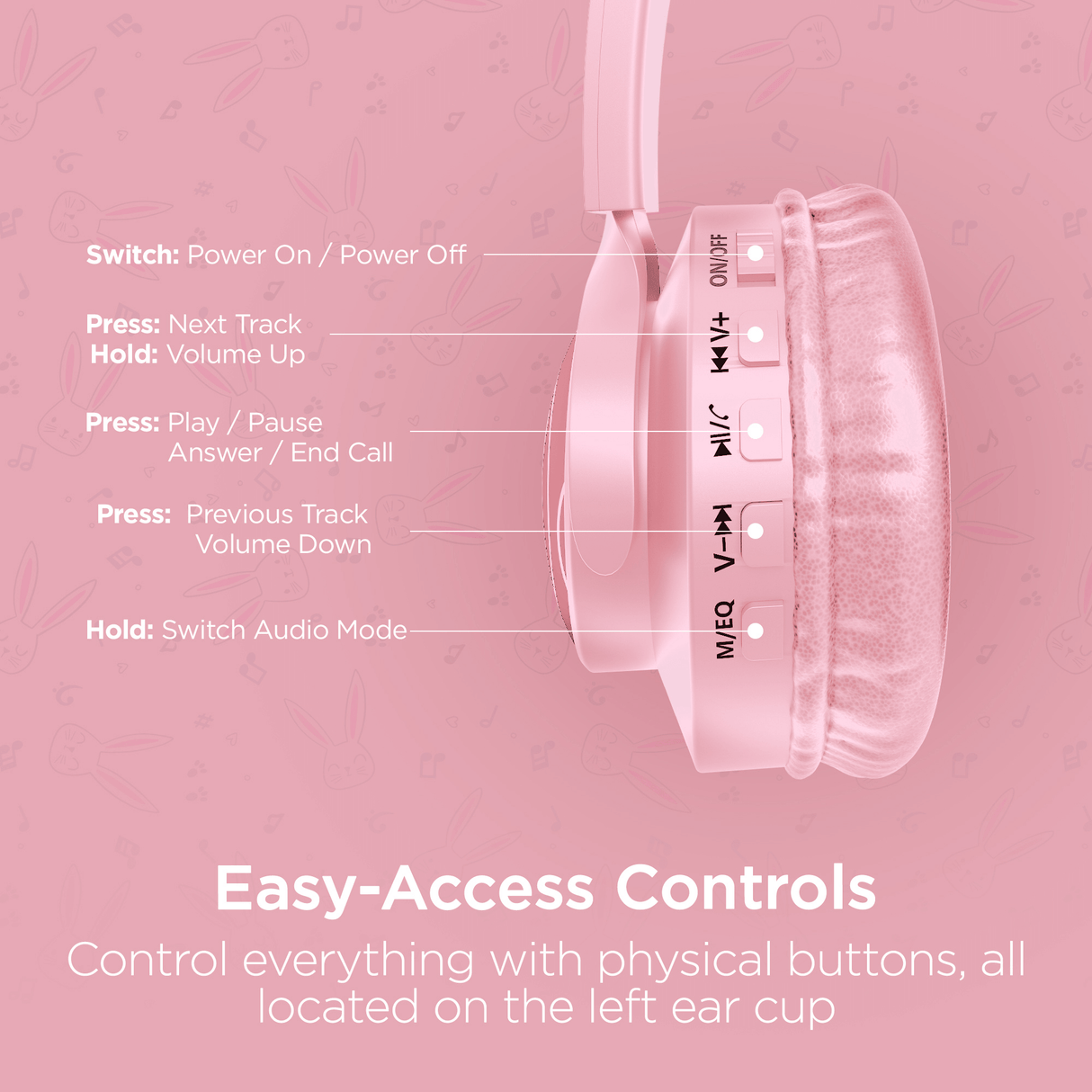 HyperGear Bunny Tracks Wireless Light-Up Headphones from Jupiter Gear Home
