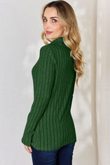 Basic Bae Full Size Ribbed Mock Neck Long Sleeve T-Shirt from Enfance-Heureuse