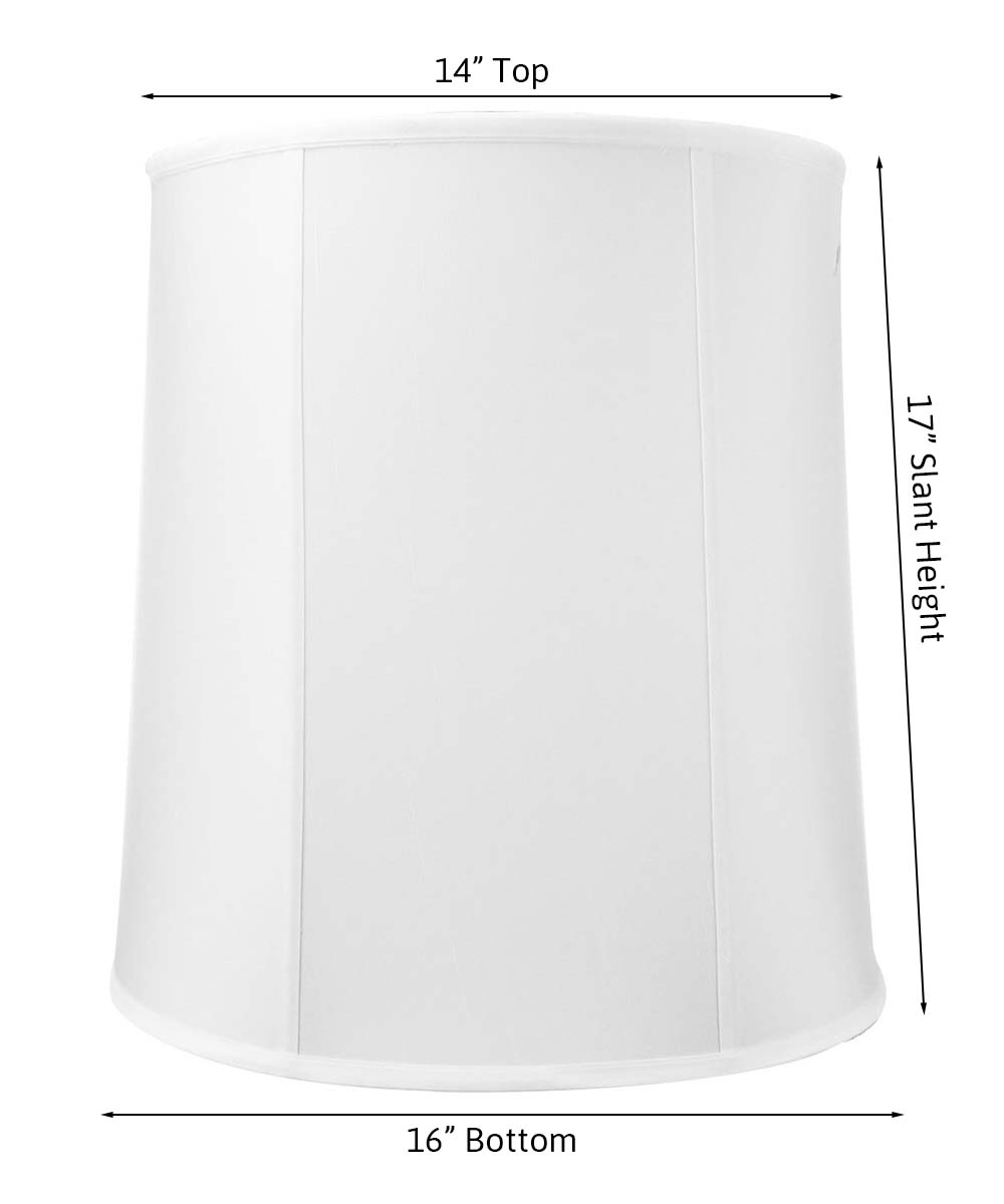 Large 14"x16"x17" Drum Lampshade White Shantung, Large Cylinder Replacement Lamp Shade for Tall Table Lamps from LampsUSA