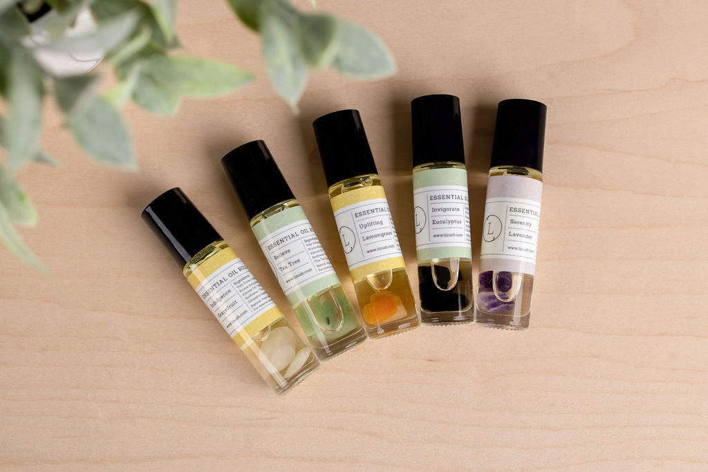 Essential Oils Roll-On with Crystals - set of 5 from Lizush