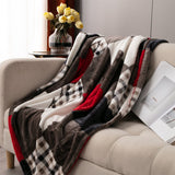 Tache Brown Red Sunset Maple Farmhouse Plaid Patchwork Throw Blanket (4025)