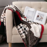 Tache Brown Red Sunset Maple Farmhouse Plaid Patchwork Throw Blanket (4025)