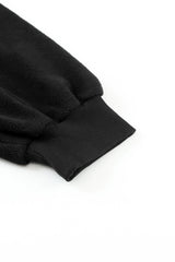 Black Flap Pocket Drawstring Hood Zip Up Jacket from MsDressly