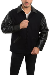 REED Men's Premium Straight Bottom Leather Wool Jacket Made in USA from Reed Leather