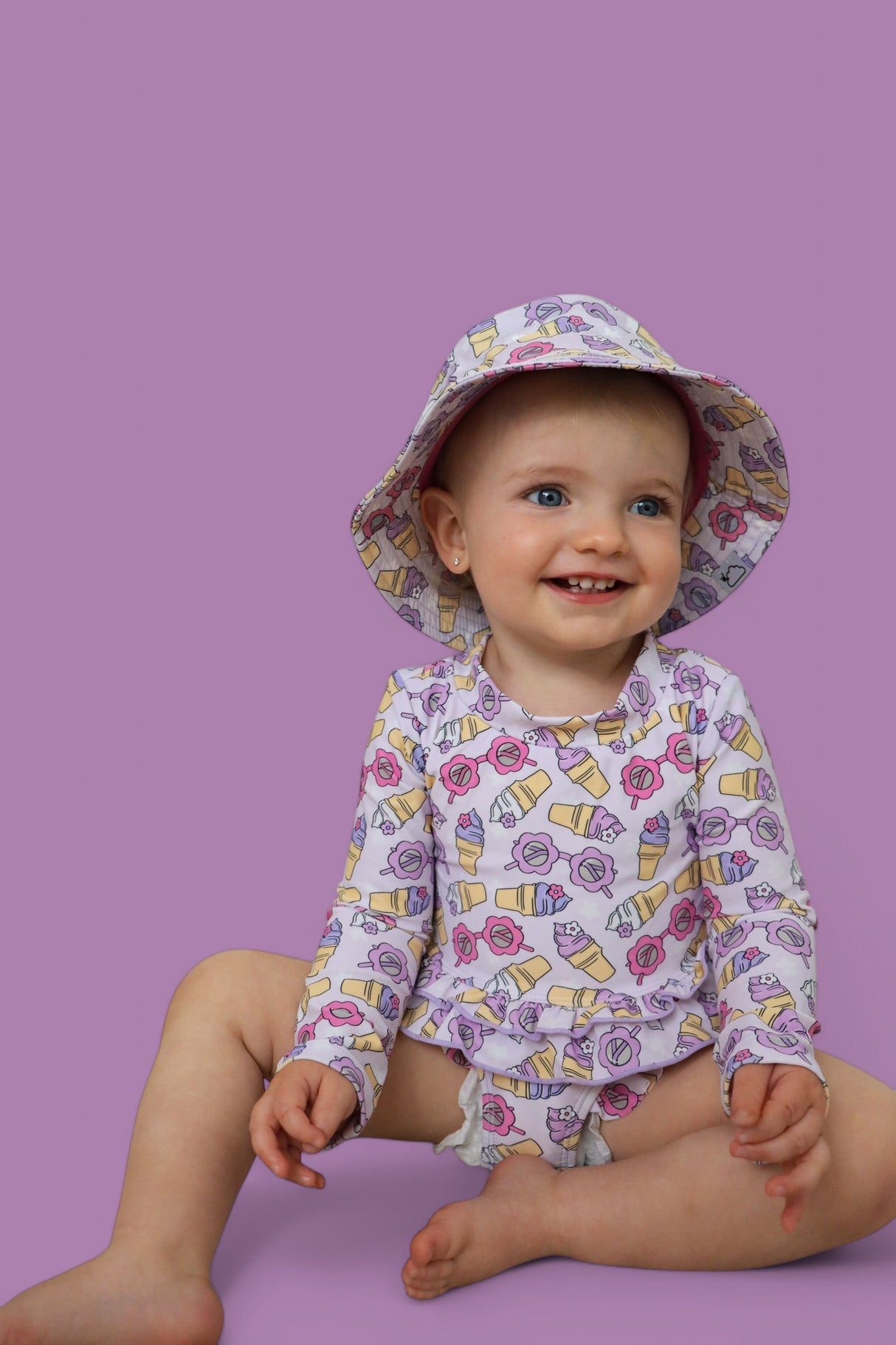 SWEET SUMMER DREAM RASH GUARD RUFFLE TWO-PIECE SWIM SUIT from DREAM BIG LITTLE CO