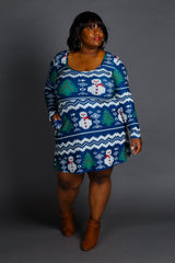 The Eggnog Aficionado | Snowman Print Christmas Skater Dress from Shinesty