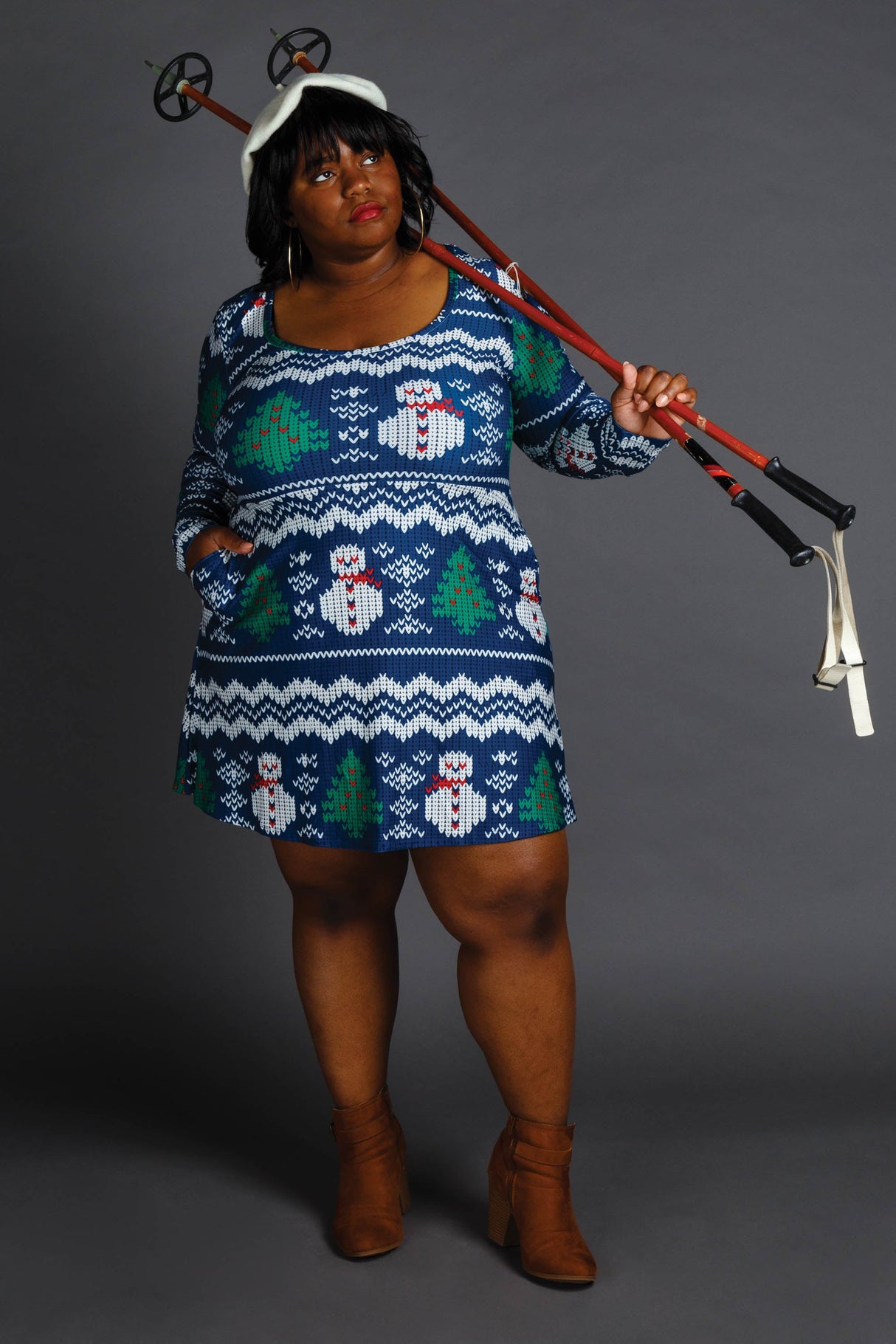 The Eggnog Aficionado | Snowman Print Christmas Skater Dress from Shinesty