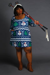 The Eggnog Aficionado | Snowman Print Christmas Skater Dress from Shinesty