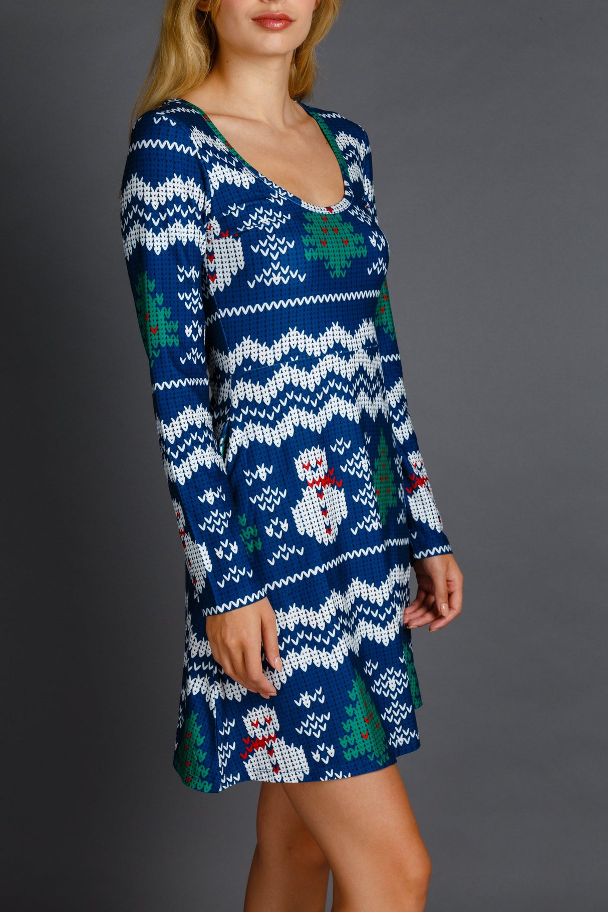 The Eggnog Aficionado | Snowman Print Christmas Skater Dress from Shinesty