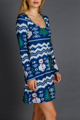 The Eggnog Aficionado | Snowman Print Christmas Skater Dress from Shinesty