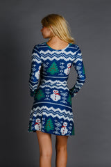 The Eggnog Aficionado | Snowman Print Christmas Skater Dress from Shinesty