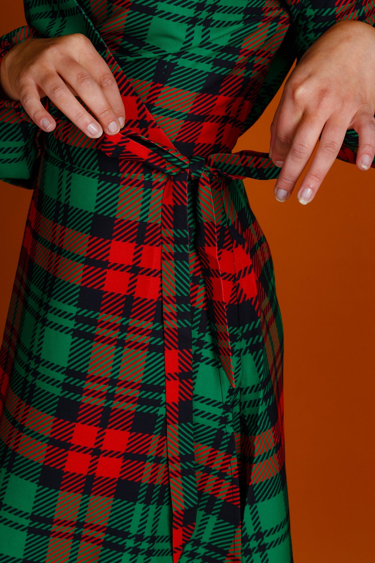 The Lincoln Log Love Lady | Plaid Christmas Wrap Dress from Shinesty