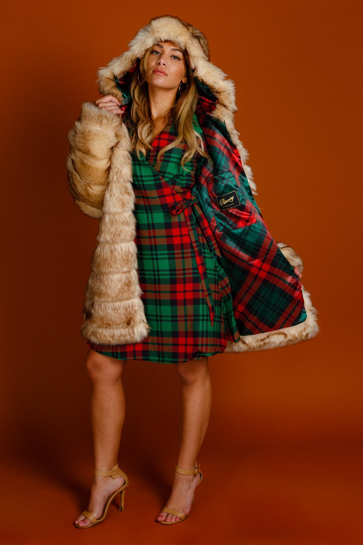 The Lincoln Log Love Lady | Plaid Christmas Wrap Dress from Shinesty