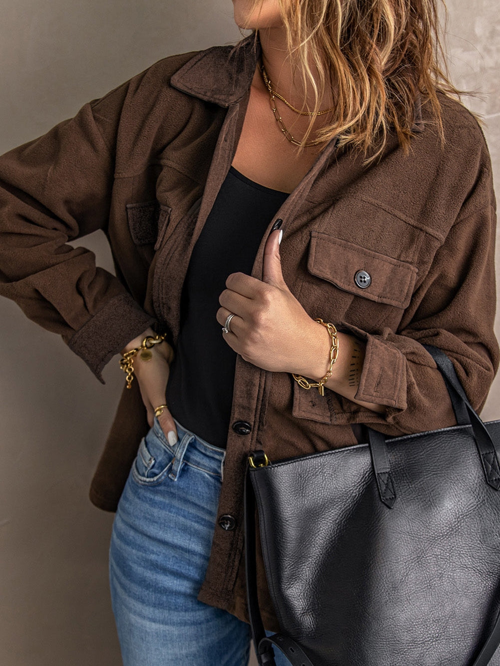 Autumn Brown Fleece Jacket from MsDressly