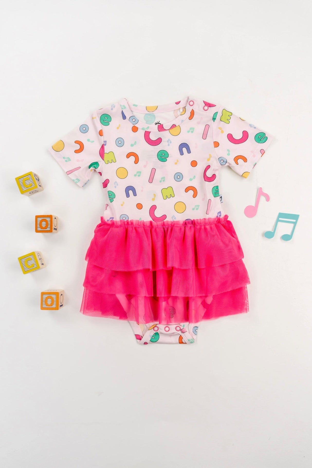 Dream Big Little Co x CoComelon ALPHABET DREAM TUTU SHORT SLEEVE BODYSUIT DRESS from DREAM BIG LITTLE CO