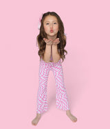 BUBBLEGUM WAVY CHECKERS DREAM SMOCKED FLARE SET from DREAM BIG LITTLE CO